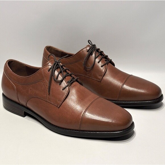 NWOB Johnston & Murphy Branning Brown Leather Cap Toe Derby Men Size 12 X-Wide - Picture 2 of 15